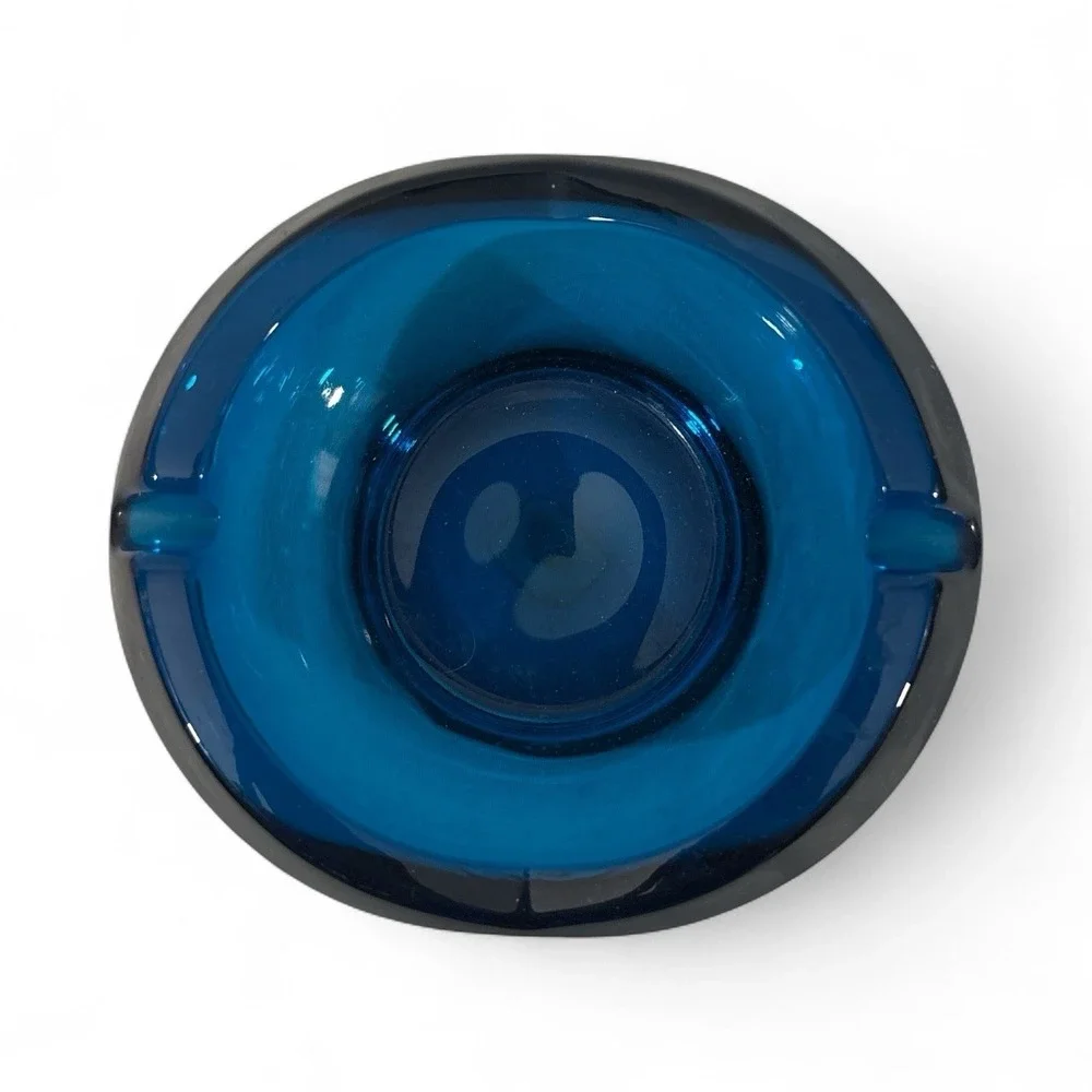 Vintage Viking Art‎ Glass Tulip Cobalt Blue Rest Ashtray 4 1/2